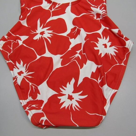 NEW VINCE CAMUTO Women's Swimsuit One Piece Tangerine Floral Print V-Neck Size 6 - Picture 7 of 12